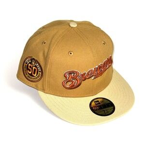 New Era Milwaukee Brewers  50th Anniversary Patch Panama 5950 Hat Golden 7 1/2